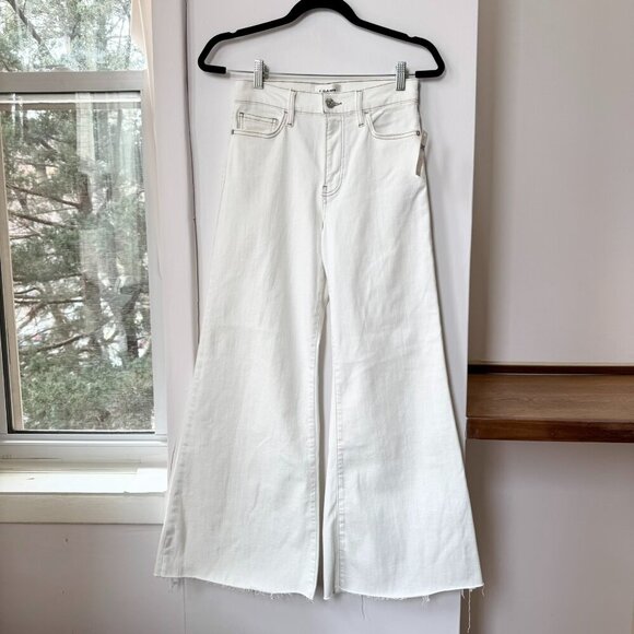 NWT Frame Le Palazzo Crop Jeans High Rise Wide Leg Denim in White Ivory 26 - Picture 6 of 13